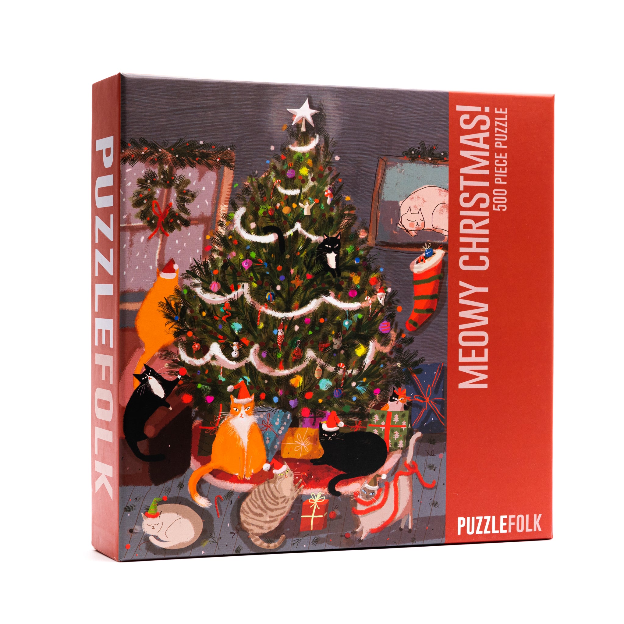 Okura cat family1987年限定クリスマス プレート猫1987年製 Meowy Christmas! – Puzzlefolk